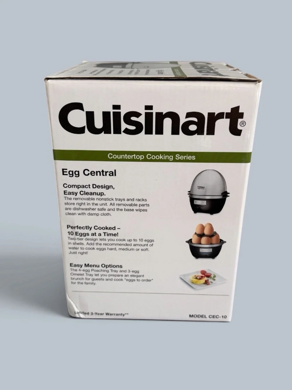 Cuisinart Egg Central CEC-10 Egg Cooker Stainless Steel w/ Box Manual Tested N